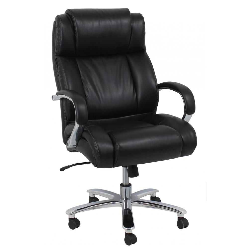 Office Chair with Pneumatic Lift Black Bonded Leather Match - Bonded Leather, PVC, Meta Black BLM. Picture 1