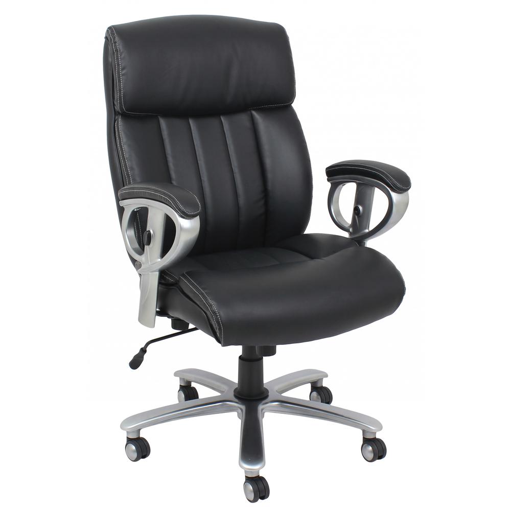 Office Chair, With Pneumatic Lift, Black Bonded Leather Match - Bonded Leather, Pvc, Meta Black Blm. Picture 1