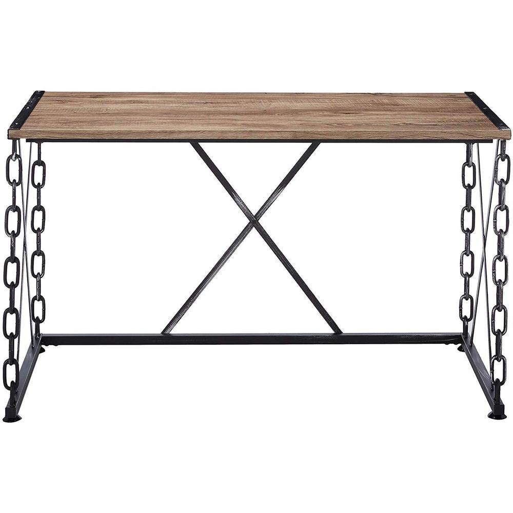 Modern Farmhouse Oak and Black Chain Link Office Desk - 285771. The main picture.