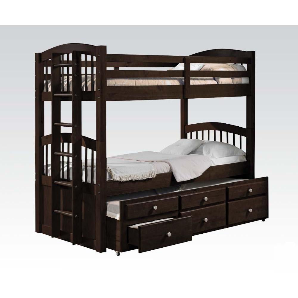 Espresso Twin Over Twin Bunk Bed And Trundle. Picture 1