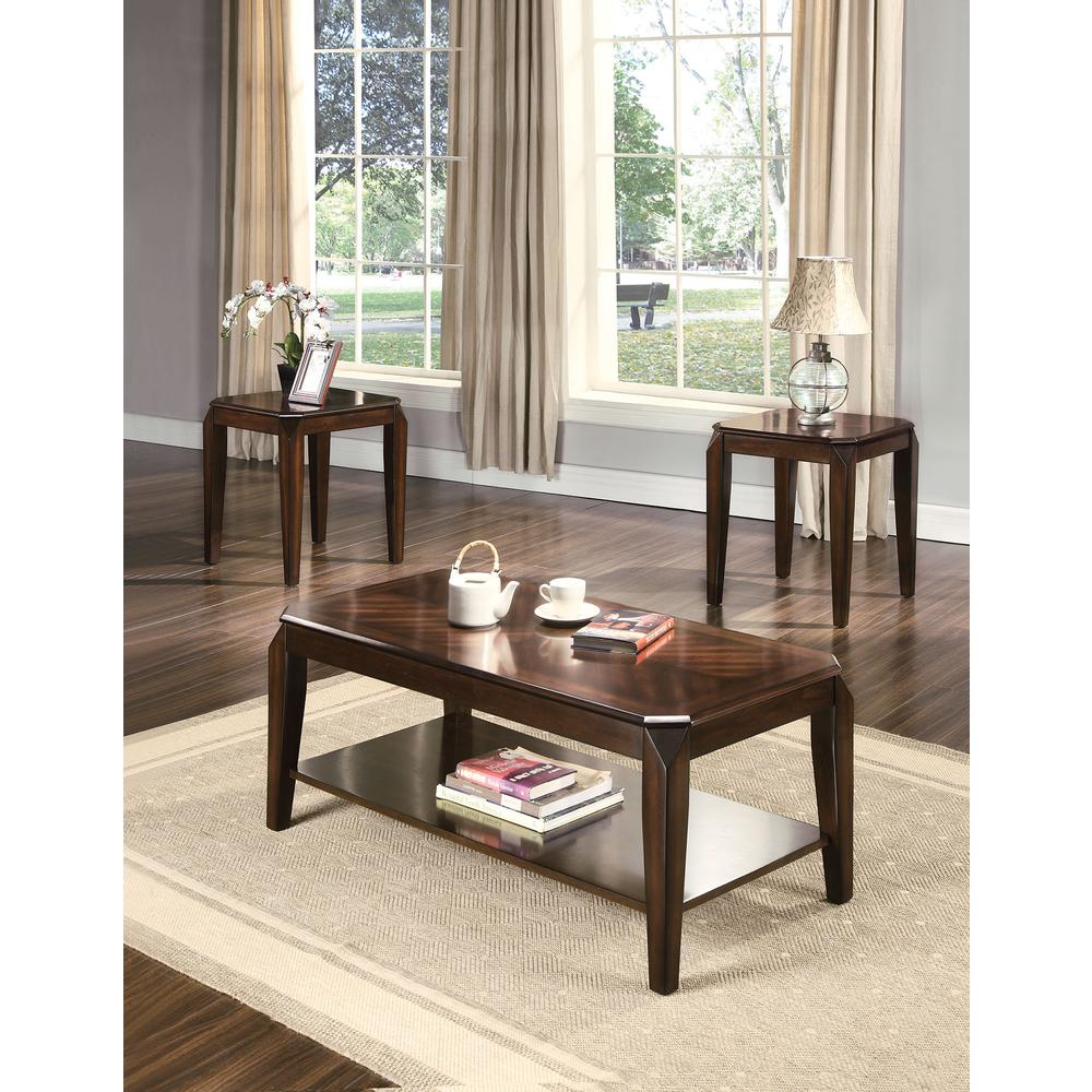 Set of Deep Brown Wood Coffee and End Tables. Picture 1