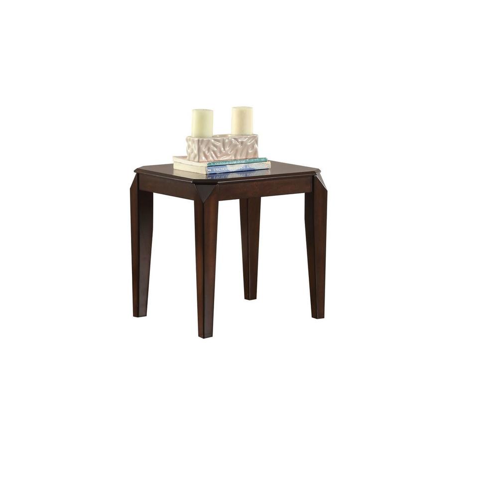 Faceted Corner Walnut Square End Table. Picture 1