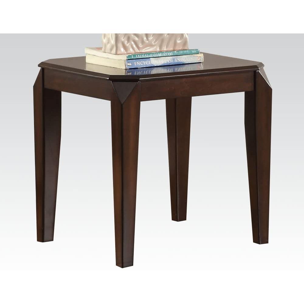 Faceted Corner Walnut Square End Table. Picture 2