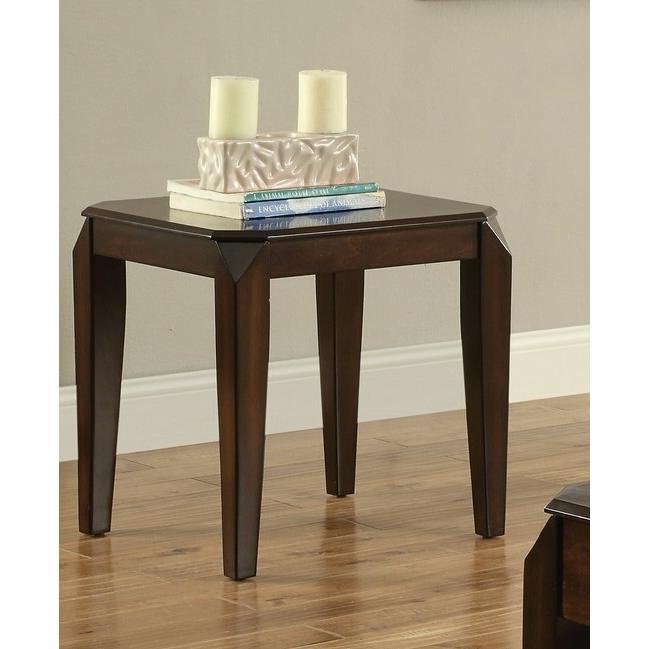 Faceted Corner Walnut Square End Table. Picture 3