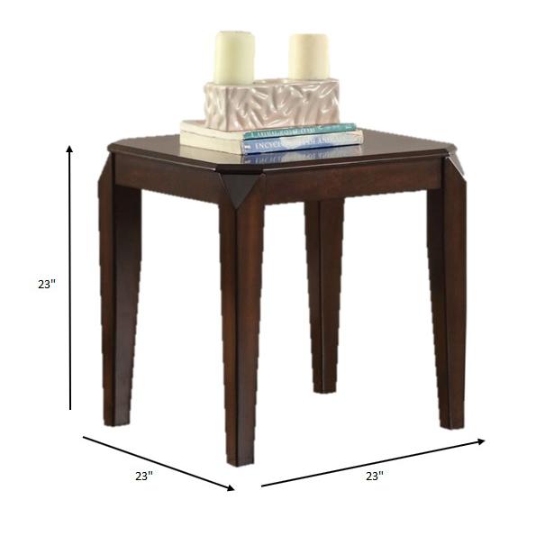 Faceted Corner Walnut Square End Table. Picture 4