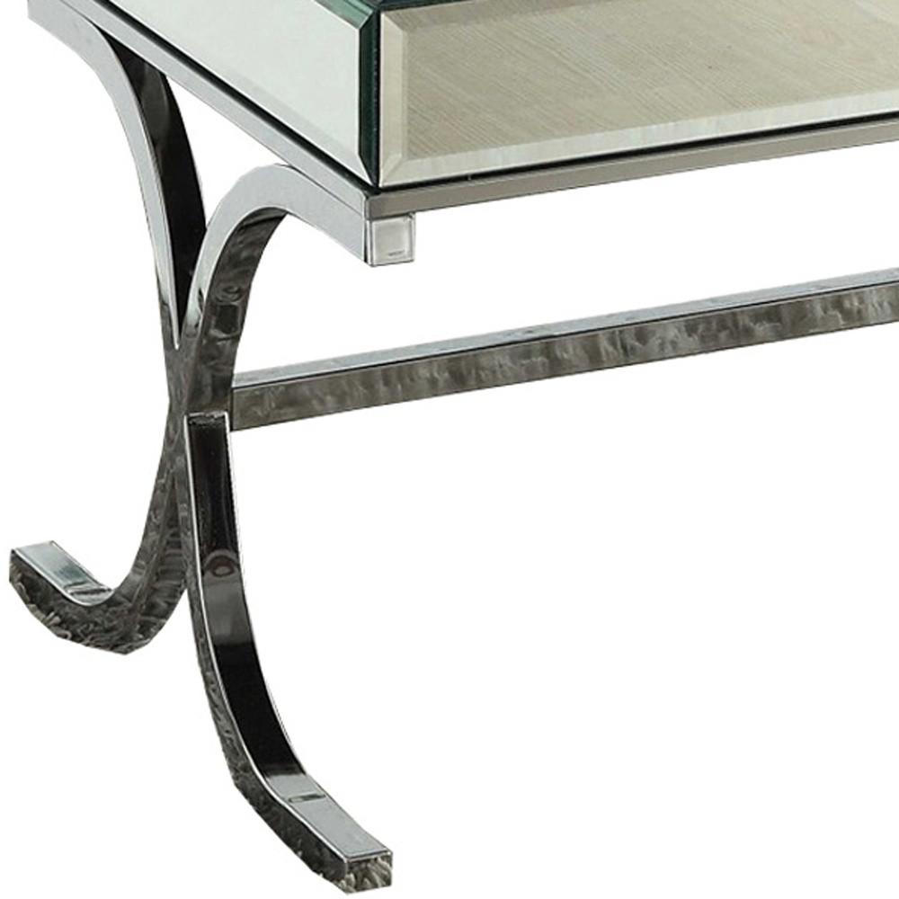 42" X 21" X 19" Mirrored Top And Chrome Coffee Table. Picture 4