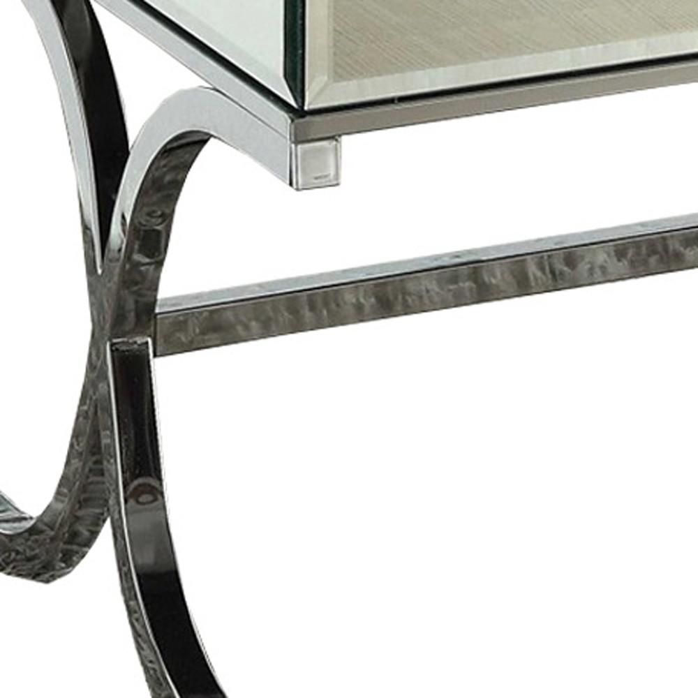 42" X 21" X 19" Mirrored Top And Chrome Coffee Table. Picture 5