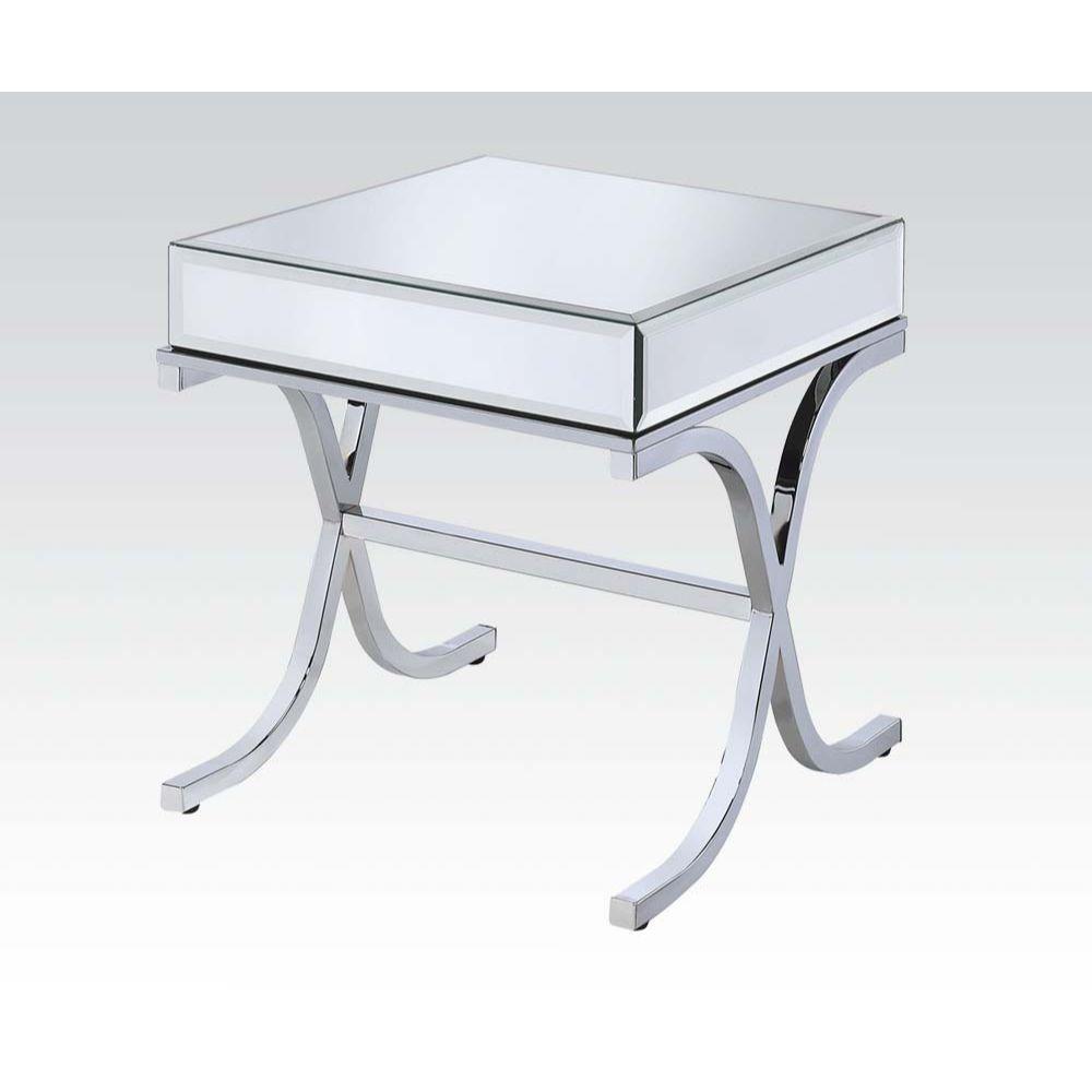 21" X 21" X 22" Mirrored Top And Chrome End Table. Picture 2