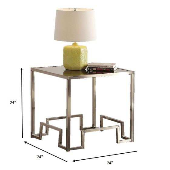 24" X 24" X 24" Champagne and Clear Glass End Table. Picture 2