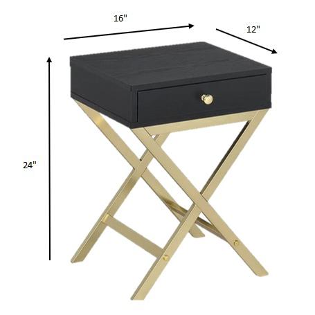 Black Brass Single Drawer Side Table. Picture 2