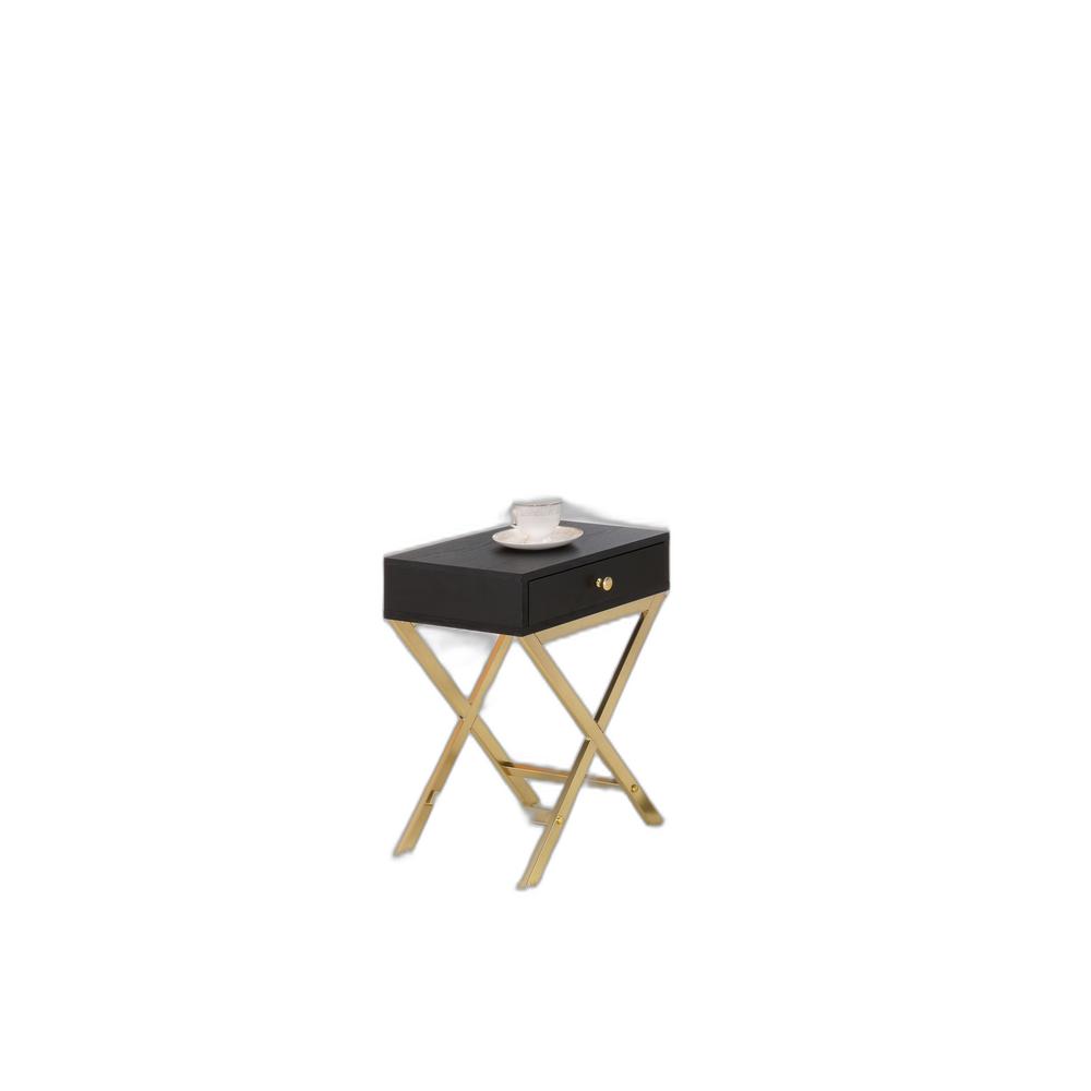 Black Brass Single Drawer Side Table. Picture 4