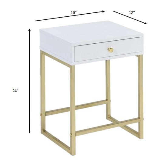 Sleek White and Brass End or Side Table. Picture 2