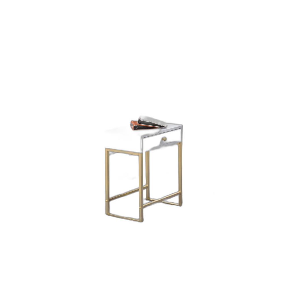 Sleek White and Brass End or Side Table. Picture 4