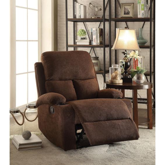 32" X 37" X 39" Chocolate Linen Fabric Recliner - 286182. Picture 2