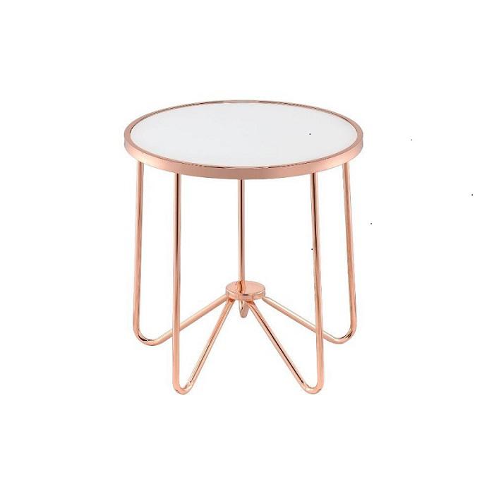 22" X 22" X 22" Frosted Glass And Rose Gold End Table. Picture 1