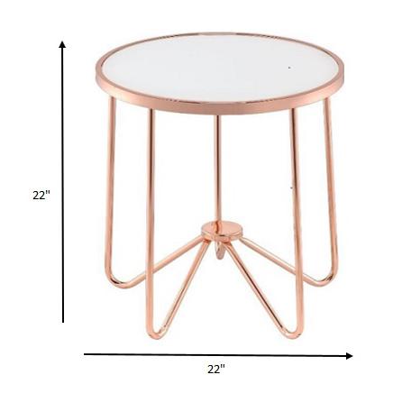 22" X 22" X 22" Frosted Glass And Rose Gold End Table. Picture 4