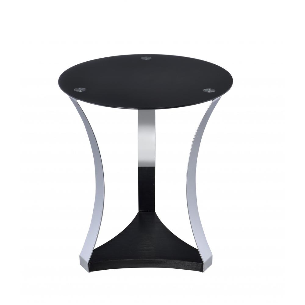 18" X 18" X 20" Black Glass  Chrome End Table. Picture 1