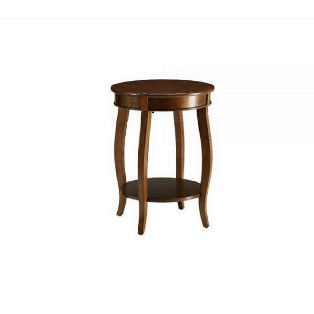 Walnut Round Wooden Side Table. Picture 2