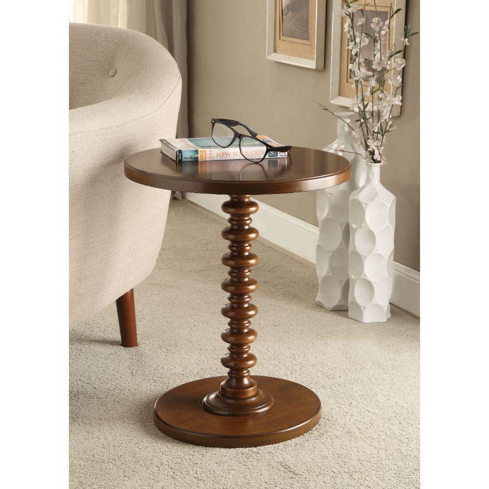 Fun Walnut Wood Pedestal End Table. Picture 3