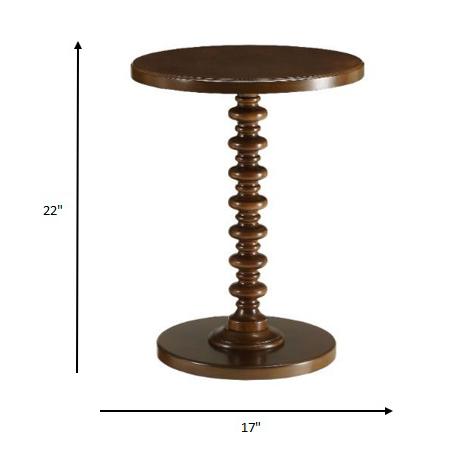 Fun Walnut Wood Pedestal End Table. Picture 5