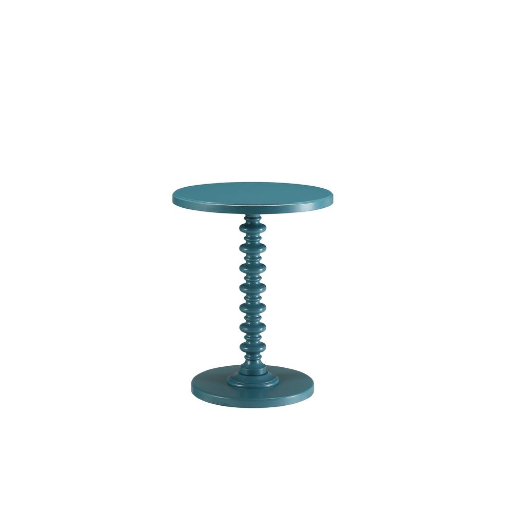 Fun Teal Wood Pedestal End Table. Picture 1