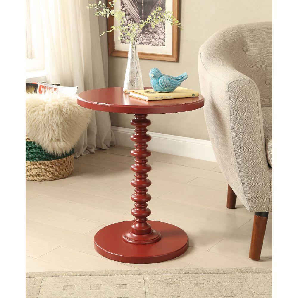 Fun Red Wood Pedestal End Table - 286296. Picture 3