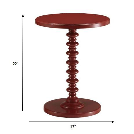Fun Red Wood Pedestal End Table. Picture 4