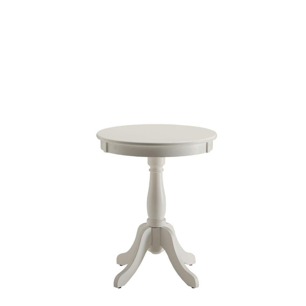 Cottage White Wood Pedestal Side or End Table. Picture 1