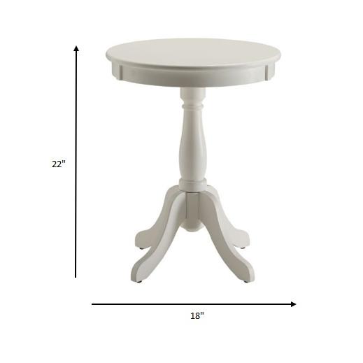 Cottage White Wood Pedestal Side or End Table. Picture 5