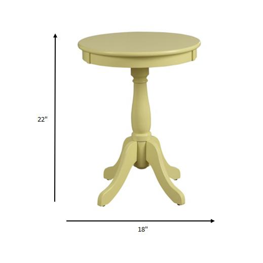 Light Yellow Solid Wooden Pedestal Side Table. Picture 4