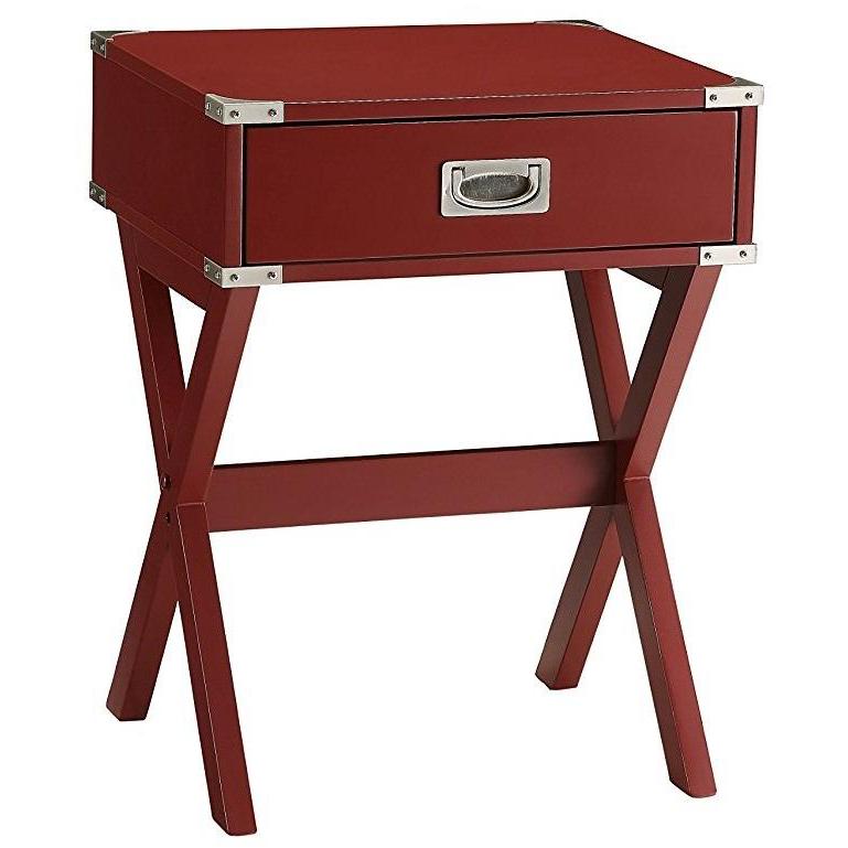 Modern Red X Shape Wooden Storage End Table. Picture 2