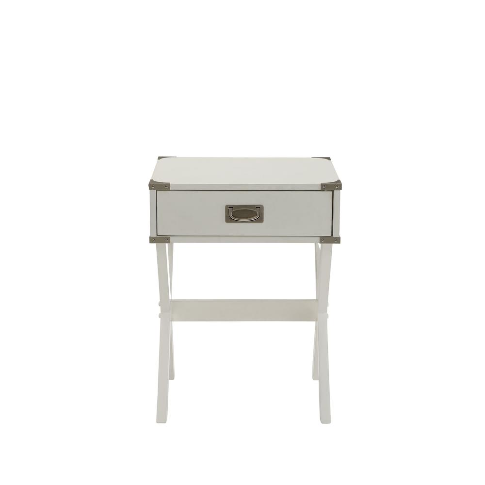 Modern White X Shape Wooden Storage End Table. Picture 1