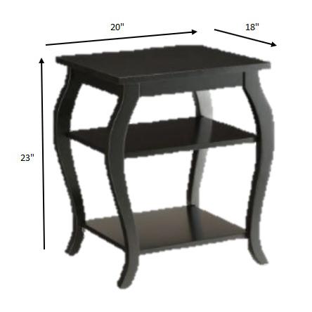 Black Finish Bow Leg Square End Table. Picture 6