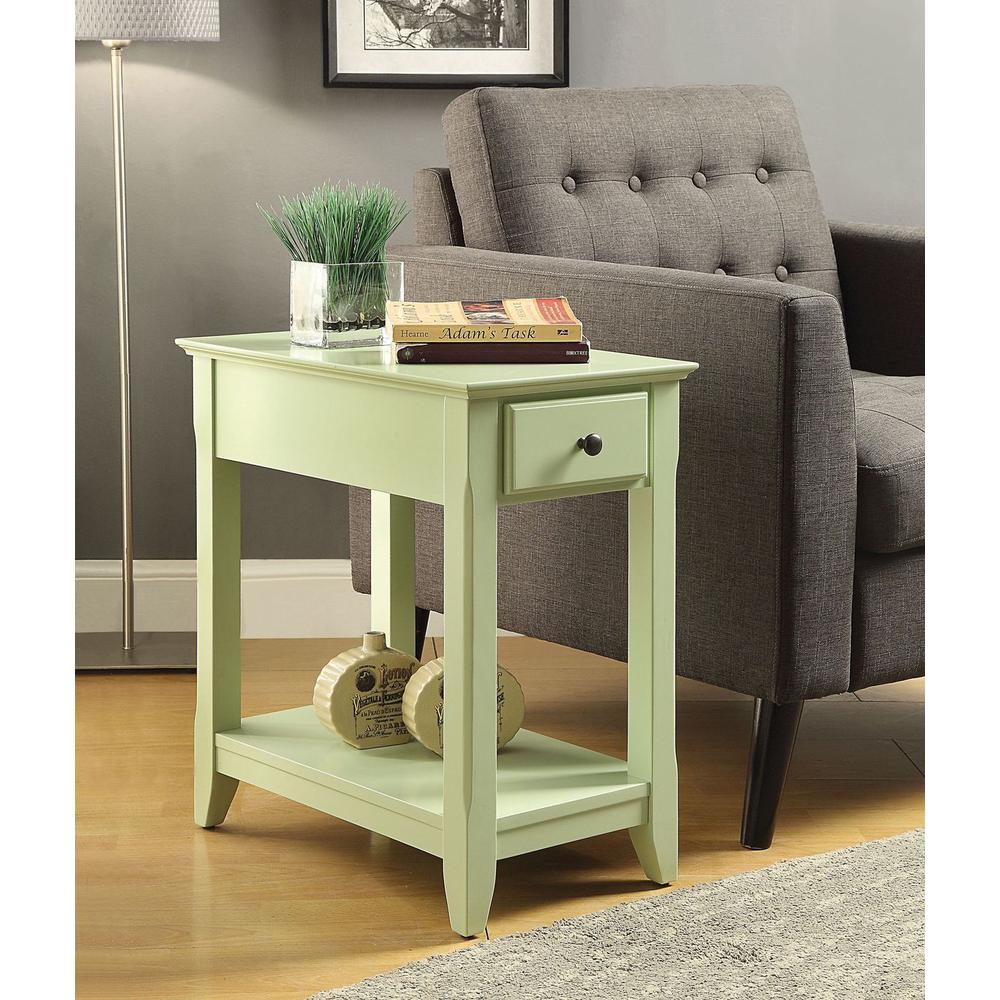 Cutie Compact Pale Green Single Drawer End Table. Picture 3