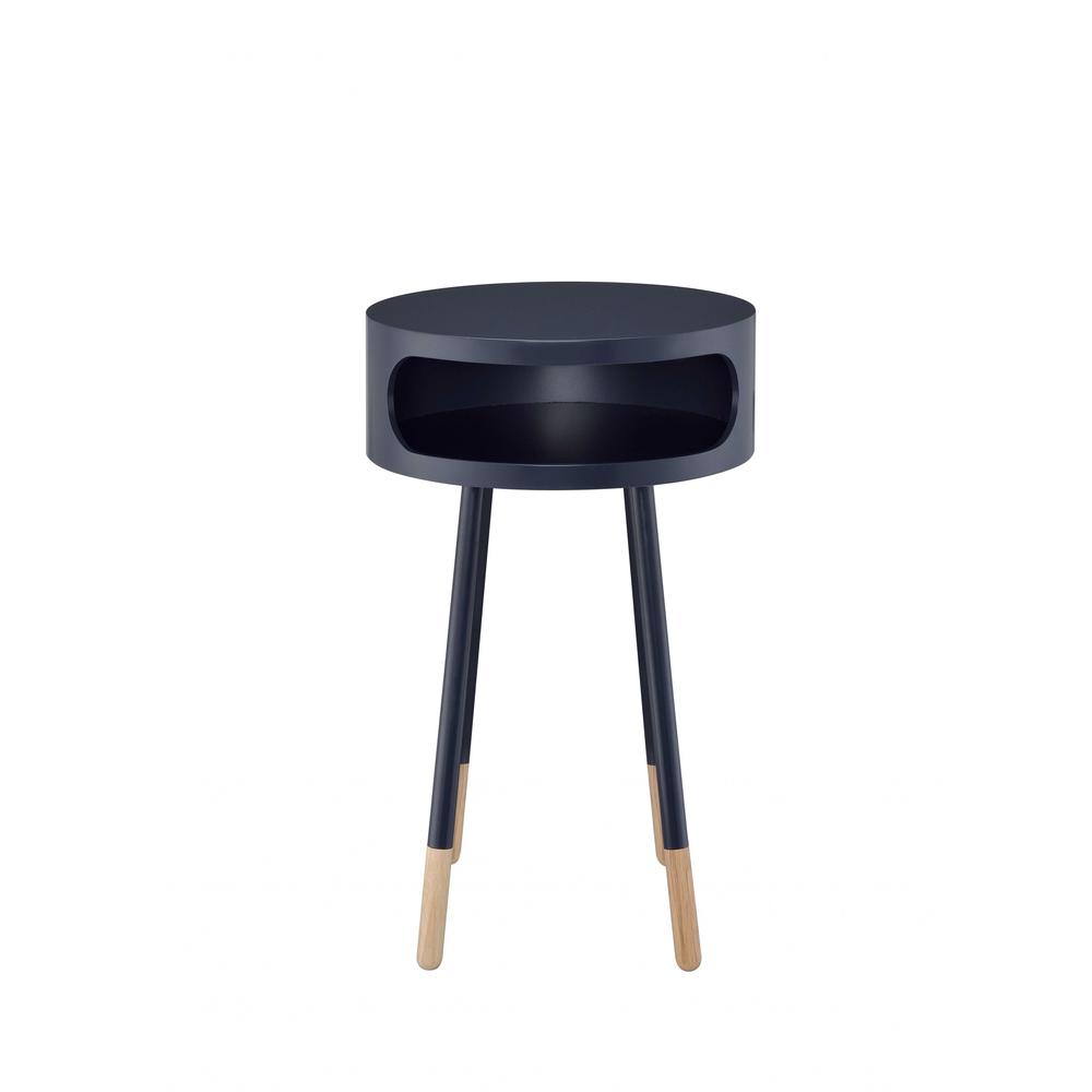 Bentwood Black Retro Round Wooden End Table. Picture 1