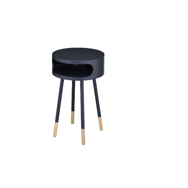 Bentwood Black Retro Round Wooden End Table. Picture 2