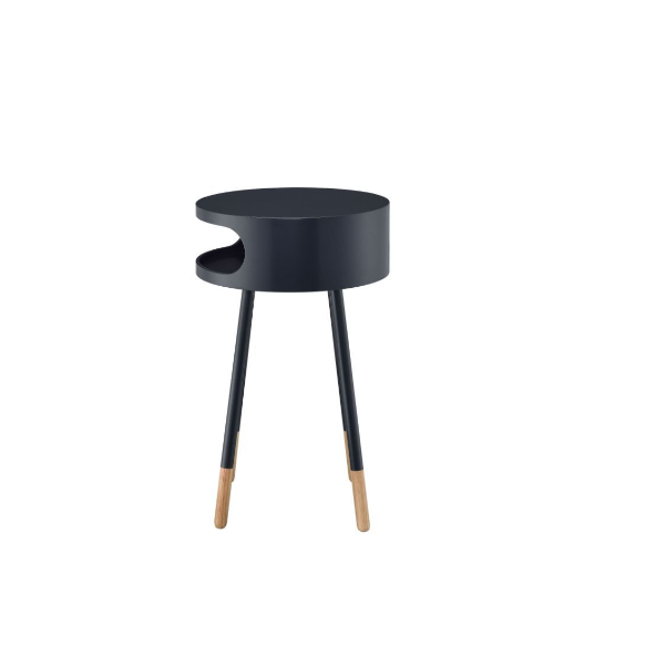 Bentwood Black Retro Round Wooden End Table. Picture 3