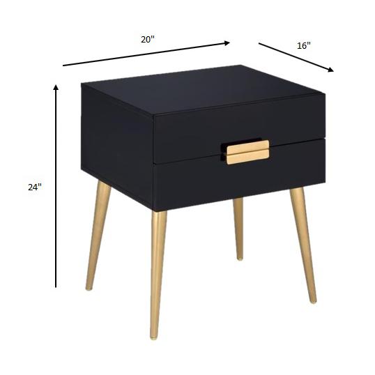 Sleek Black And Gold Two Drawer End Table. Picture 7
