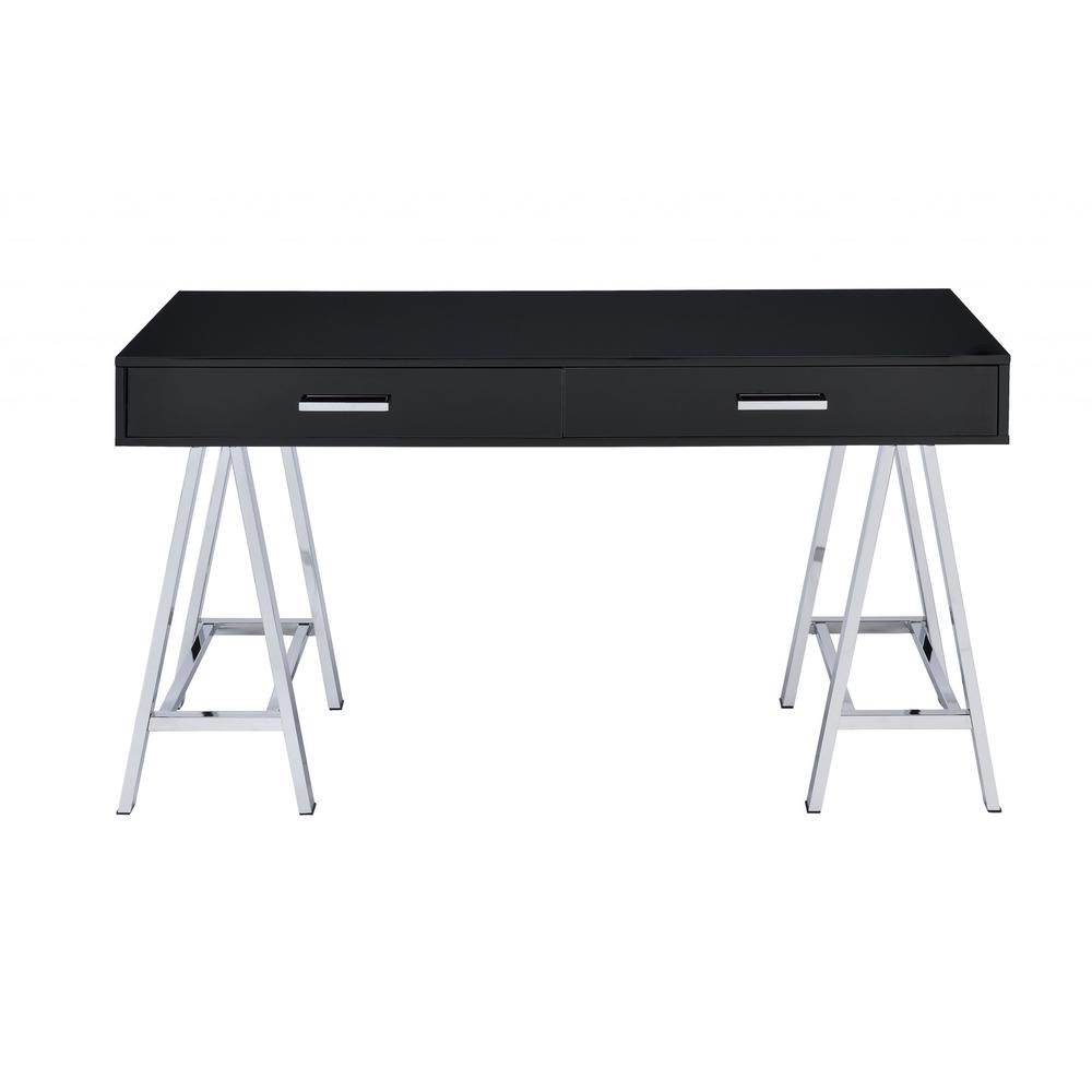 Desk In Black & Chrome - Glossy Polyester, Particl Black & Chrome - 286391. Picture 1