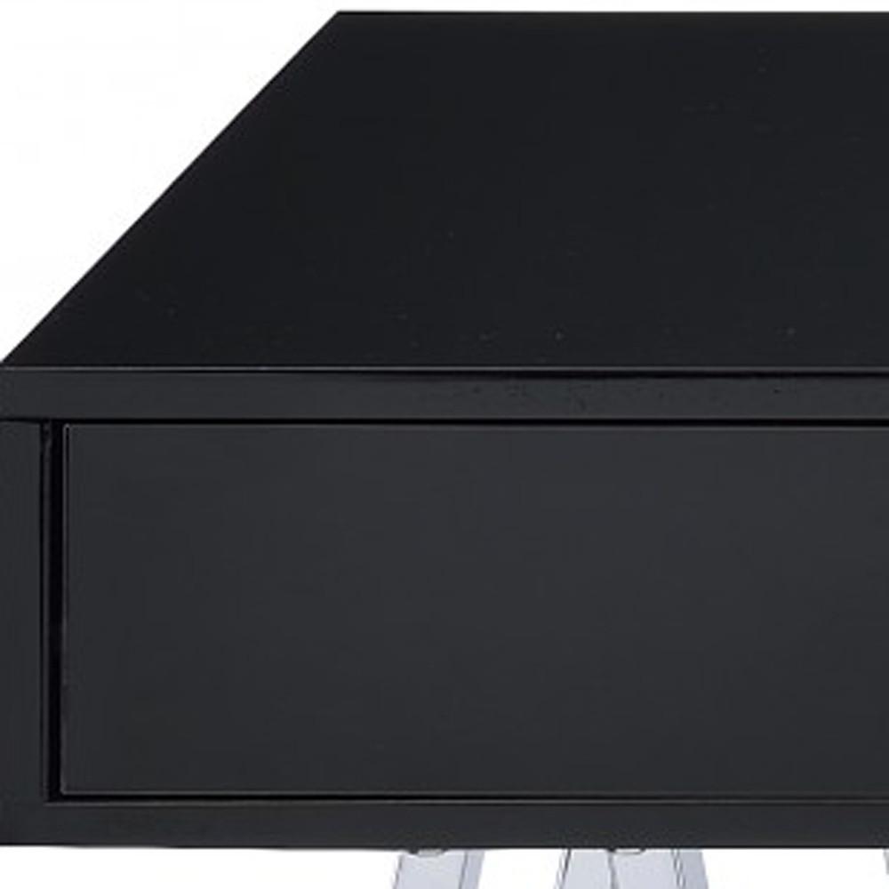 Desk In Black & Chrome - Glossy Polyester, Particl Black & Chrome - 286391. Picture 2