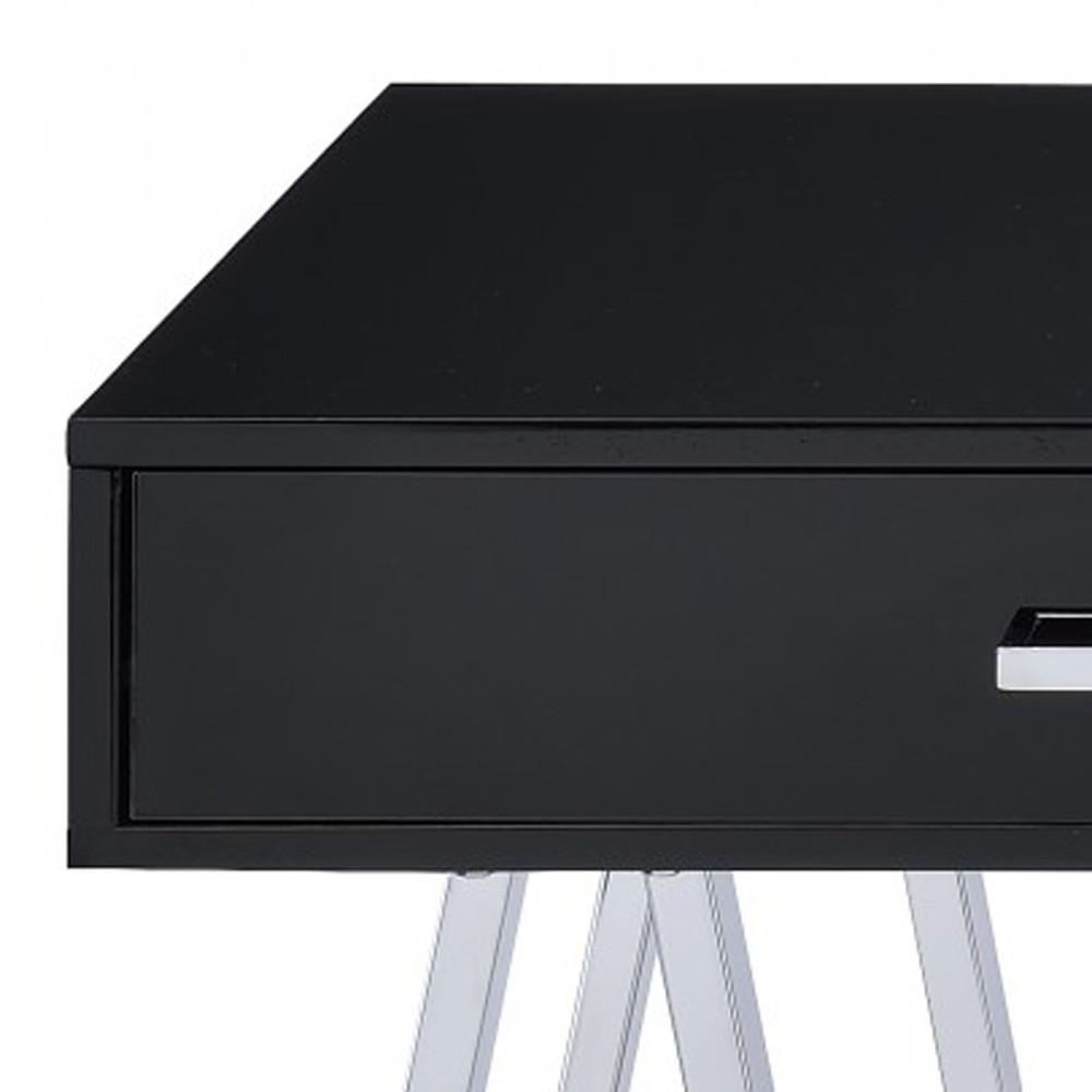 Desk In Black & Chrome - Glossy Polyester, Particl Black & Chrome - 286391. Picture 3