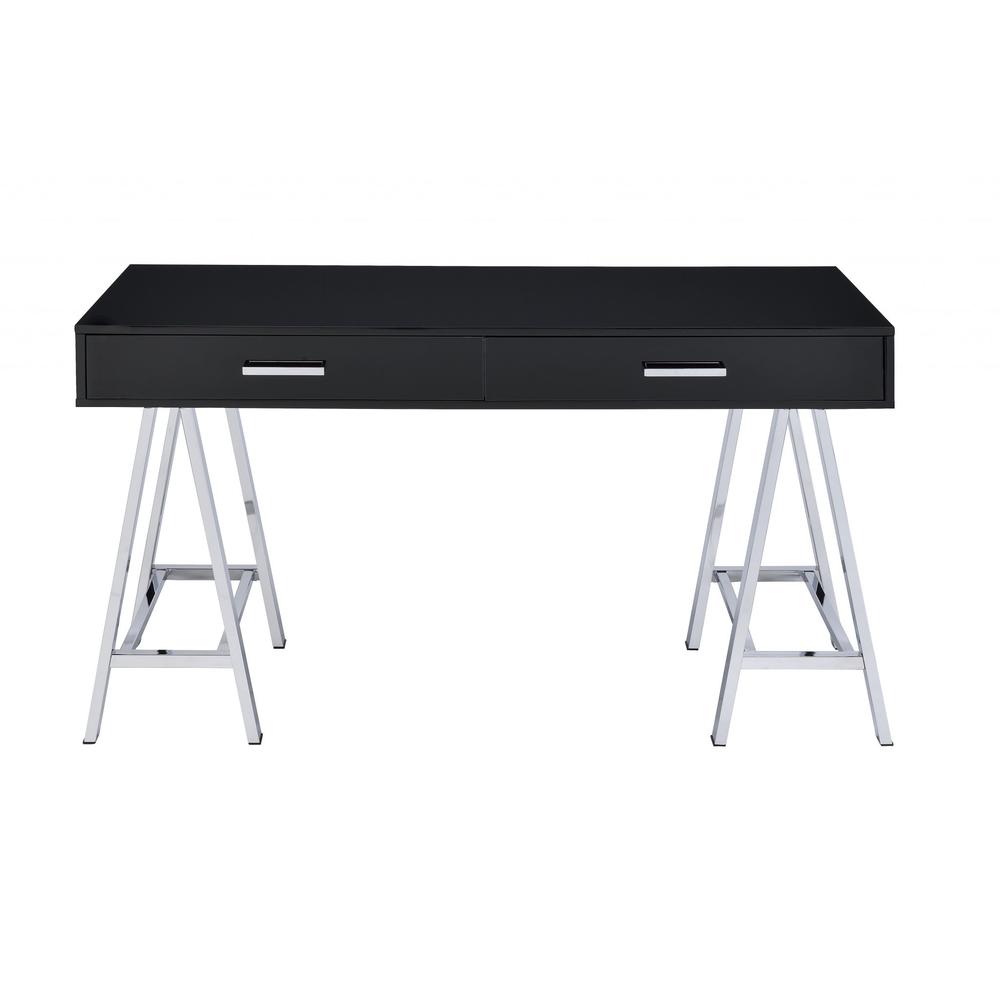 Desk In Black & Chrome - Glossy Polyester, Particl Black & Chrome - 286391. Picture 4