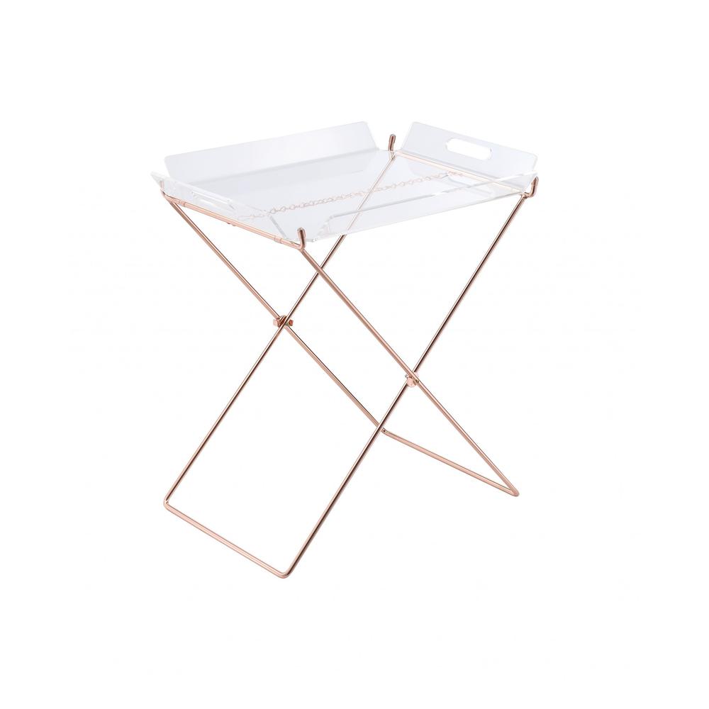 Modern Clear Acrylic Copper Tray Table. Picture 1