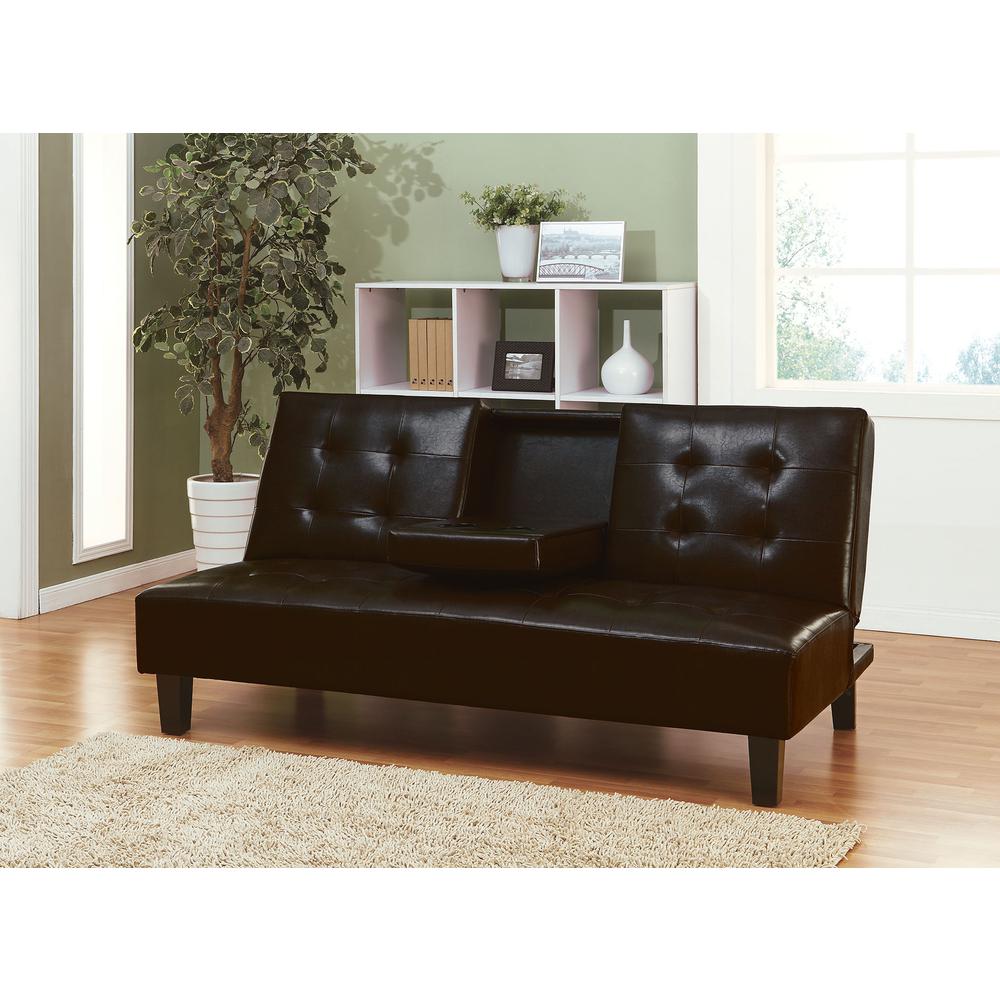 Adjustable Sofa With Drop Back & Cup Holders, Espresso Espresso PU. Picture 1