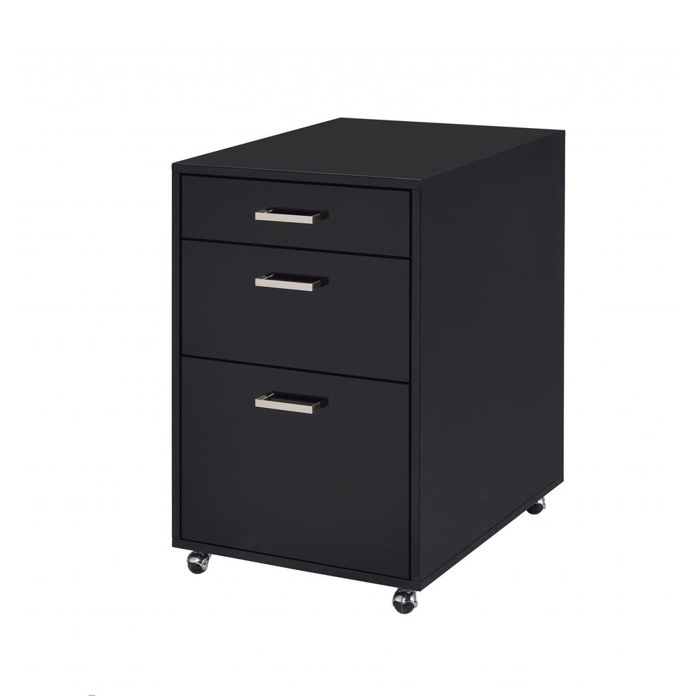 File Cabinet in Black High Gloss and Chrome - Metal Tube, MDF, Poly Ven Black High Gloss and Chrome - 286625. Picture 1