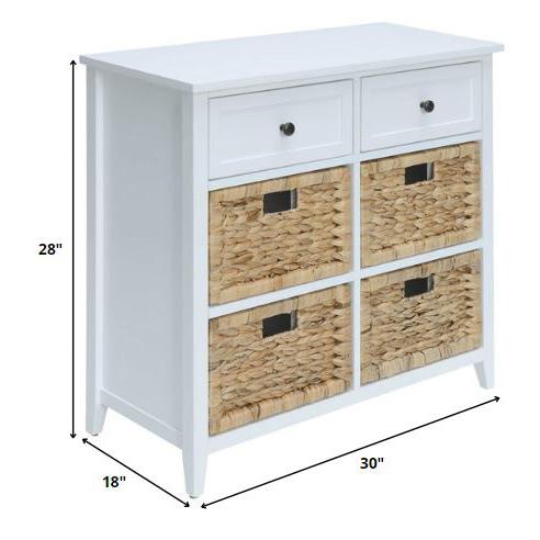 30" X 13" X 28" White Wood Veneer 6 Drawers Accent Chest. Picture 3