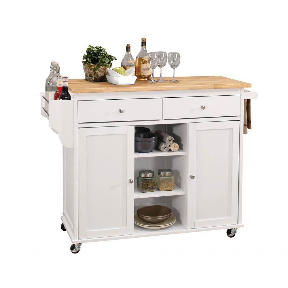 47" X 18" X 34" Natural And White Kitchen Island - 286672. Picture 1