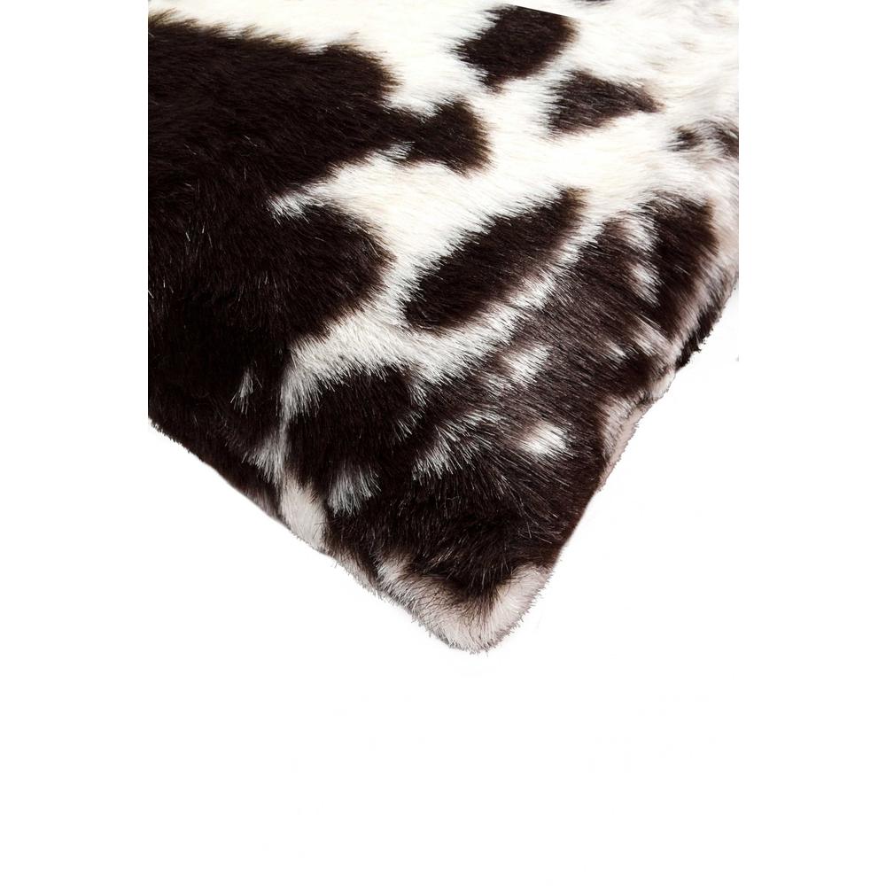 12" x 20" x 5" Brownsville Chocolate And White Faux Fur - Pillow - 293142. Picture 2