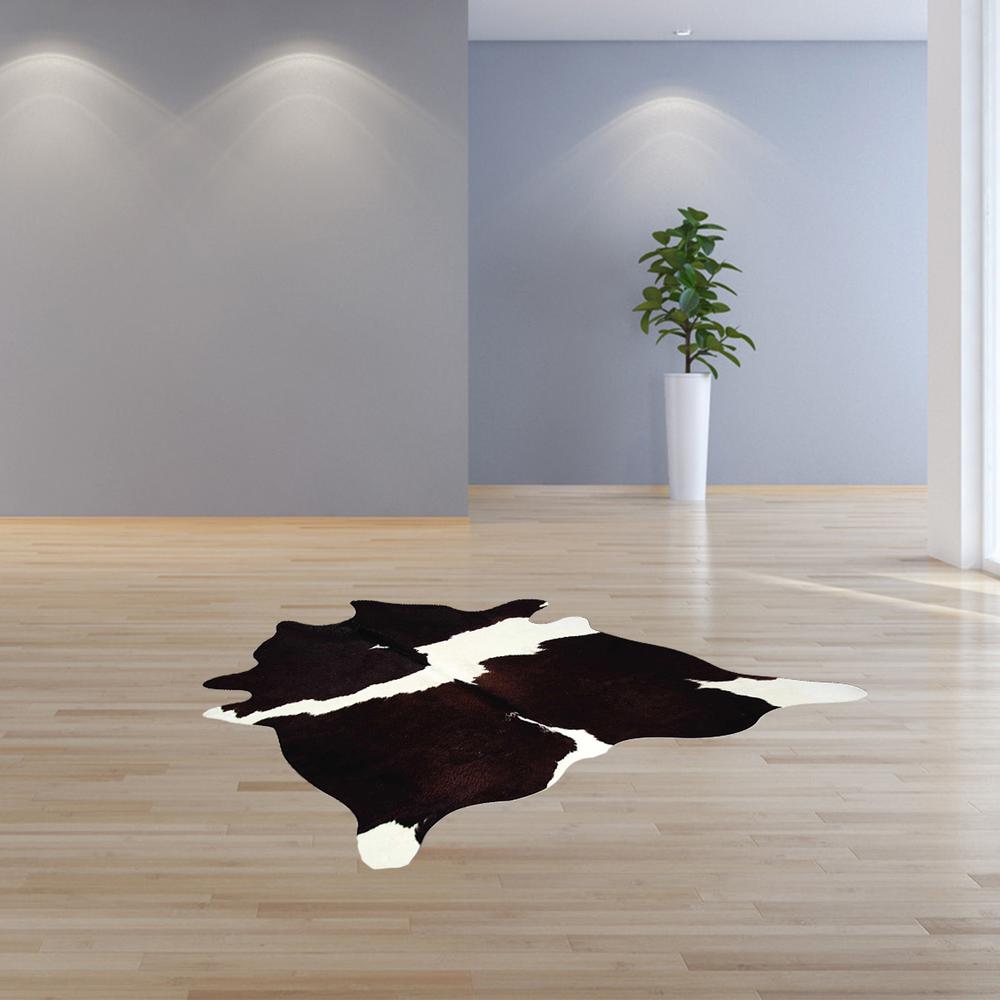 72" x 84" Chocolate and White, Cowhide - Rug - 293174. Picture 4