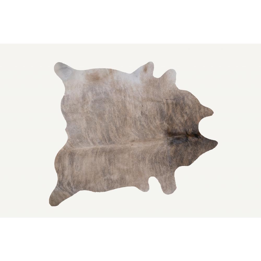 6' x 7' Light Taupe and Brown Exotic Cowhide  Rug - 293177. Picture 3
